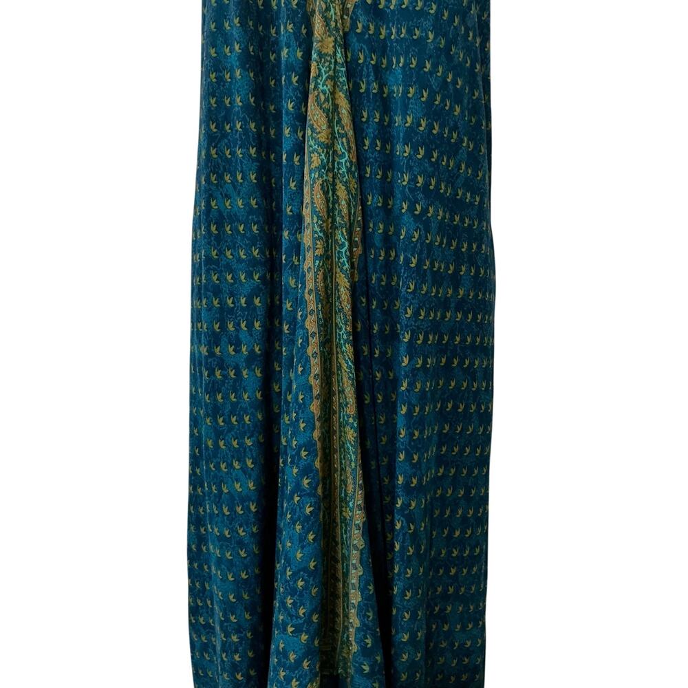 Sun Child Classic Signature Halter Asymmetric Floral Silk Maxi Dress Size M - Picture 9 of 12